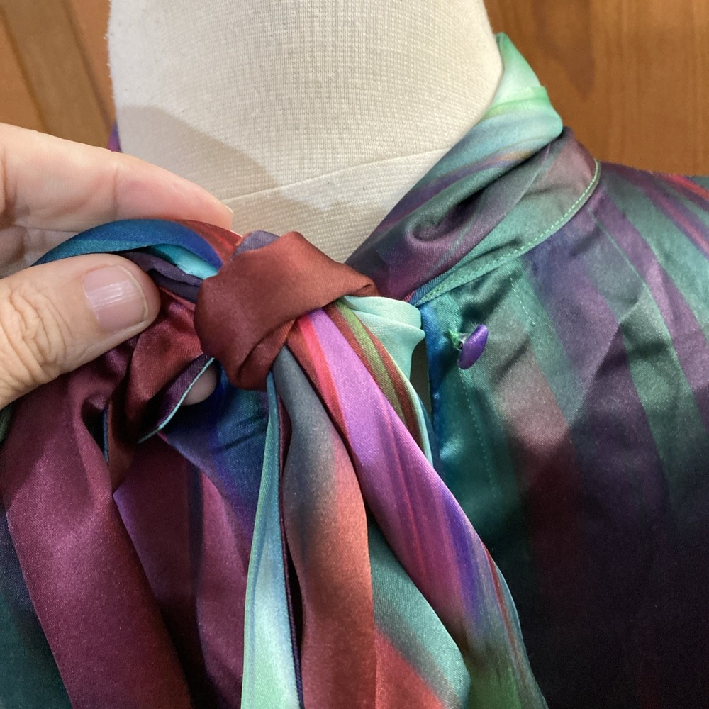 Belle Badgley Mischka Hadley Dress Sz 4 New Green Colorful Satin A Line Read - Picture 6 of 12